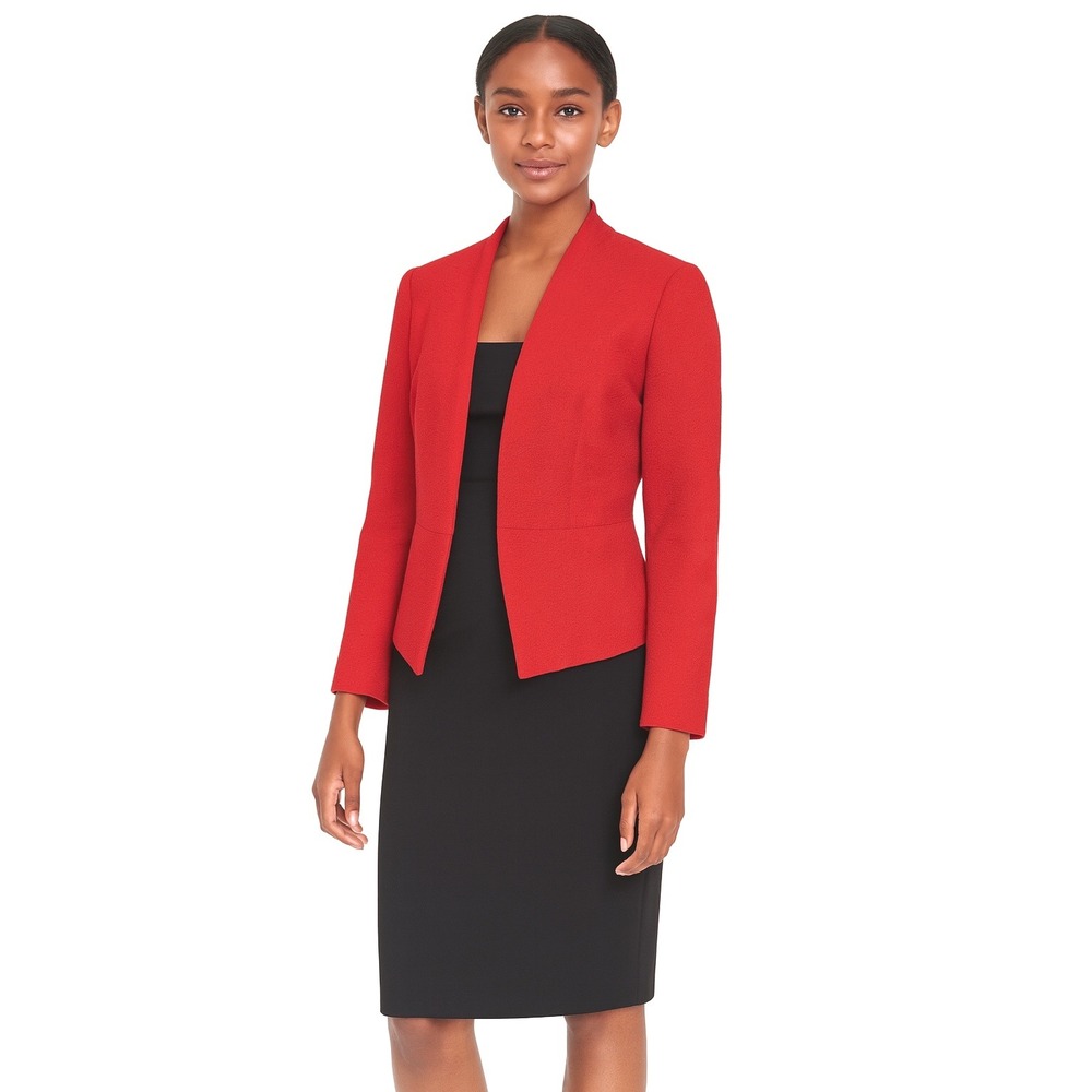 The Limited Red Textured Open Front Blazer‎ Jacket Career Wear Academia 48-0036